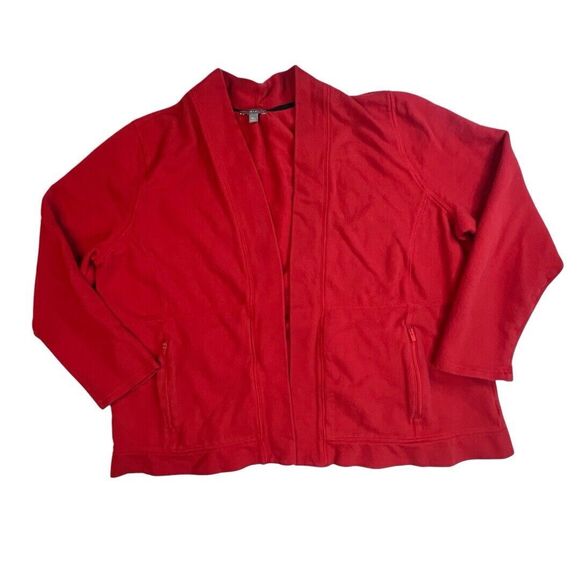 Talbots Cardigan Womens Petite XL Red Open Front Pocket Preppy Valentine Sweater - Picture 7 of 11